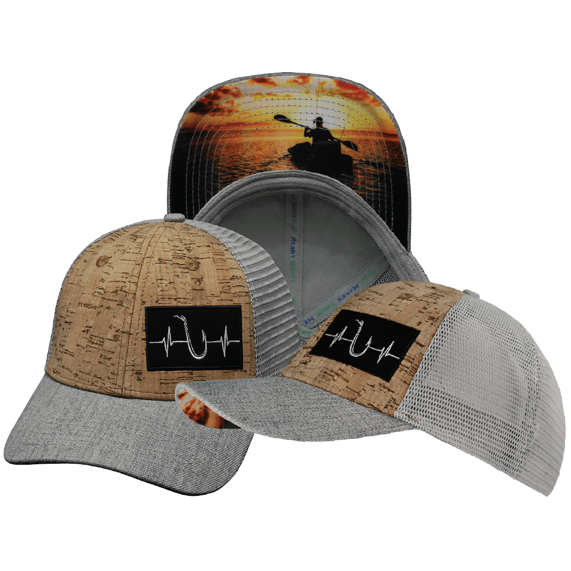 Fishing Hat - Low Profile - Cork - Heather Gray - Trucker Mesh